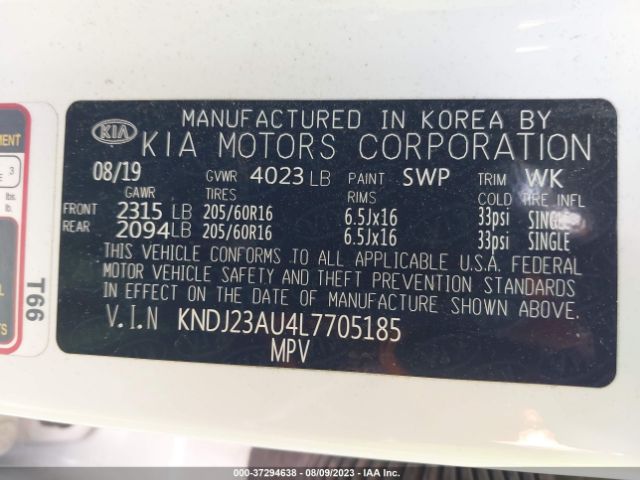 KNDJ23AU4L7705185 KIA SOUL LX