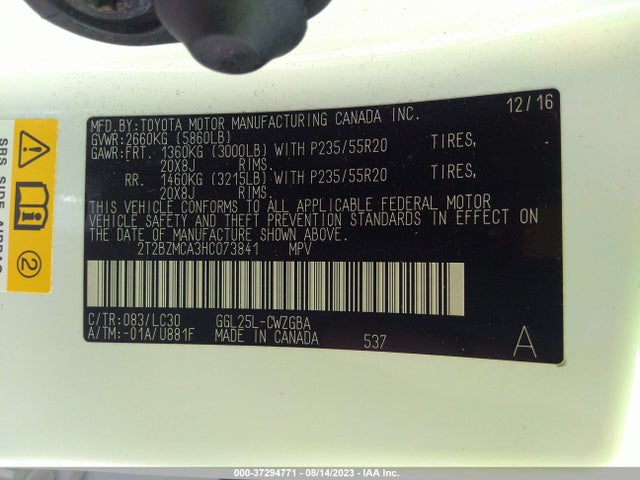 2T2BZMCA3HC073841 Lexus Rx Rx 350