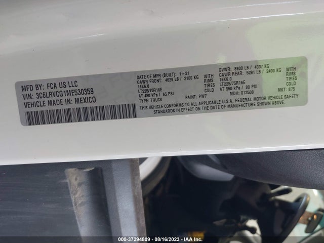 3C6LRVCG1ME530359 RAM Promaster Cargo Van