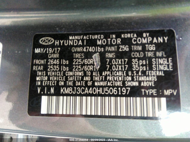 Hyundai TUCSON SE 2017 KM8J3CA40HU506197 Image 9