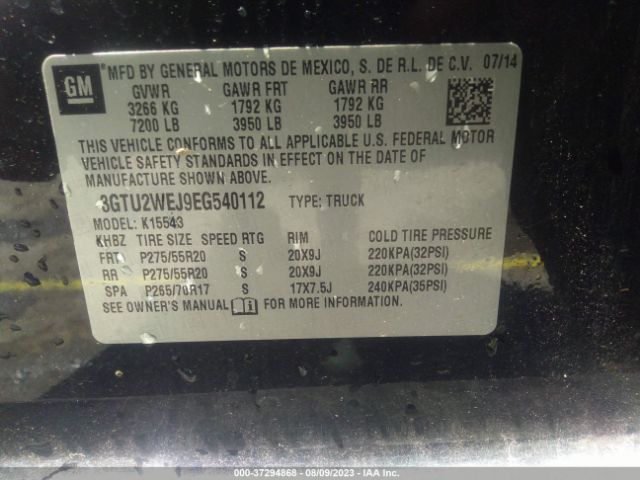 3GTU2WEJ9EG540112 GMC Sierra 1500 Denali