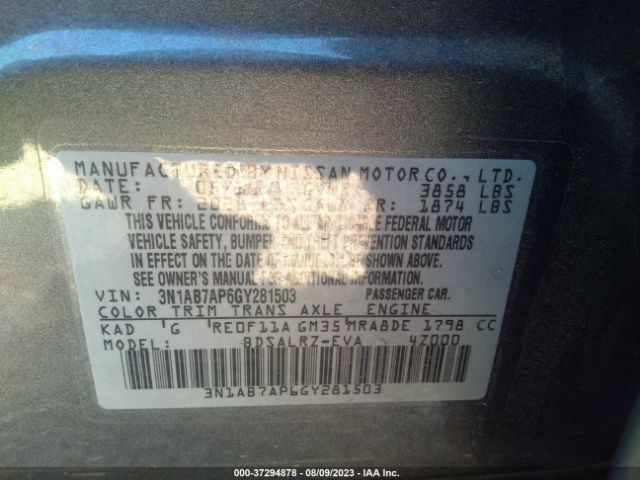 3N1AB7AP6GY281503 Nissan Sentra Sr/sl/s/sv/fe+ S