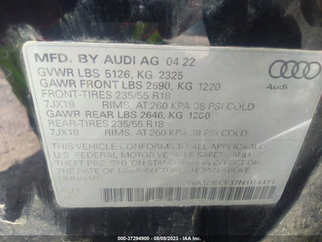 WA1DECF37N1114434 Audi Q3 S Line Premium