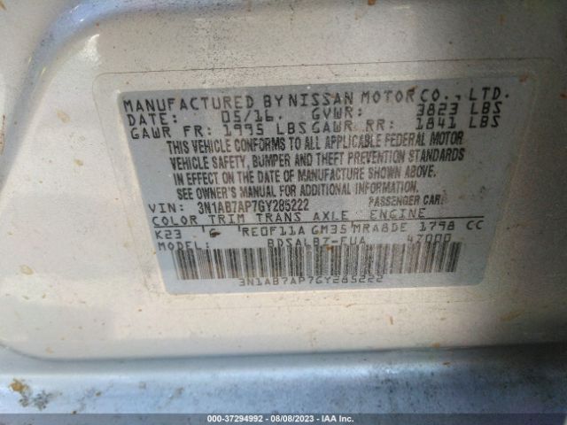 3N1AB7AP7GY285222 Nissan Sentra Sr/sl/s/sv/fe+ S