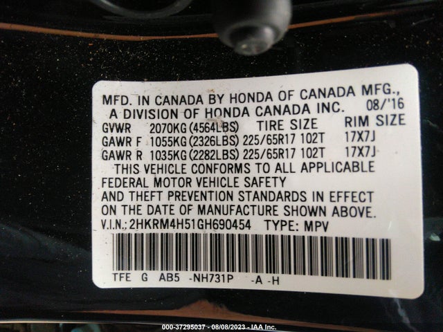 Honda CR-V EX 2016 2HKRM4H51GH690454 Image 9