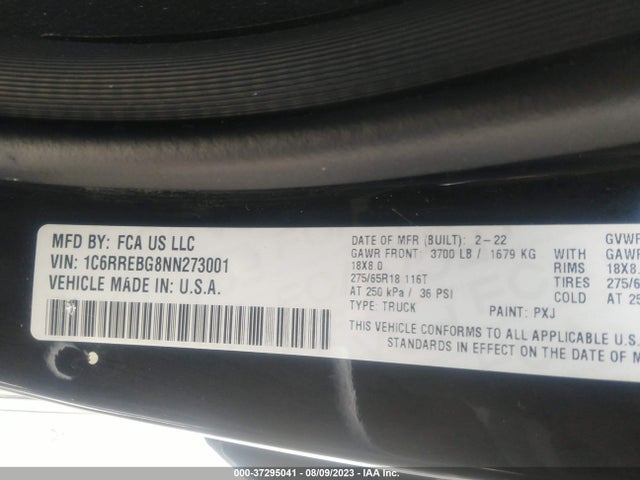 1C6RREBG8NN273001 RAM 1500 Big Horn