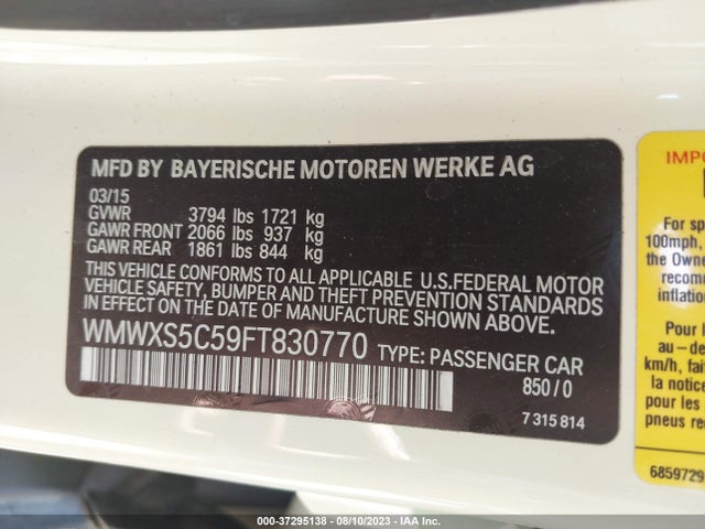 2015 MINI COOPER HARDTOP 4 DOOR WMWXS5C59FT830770 Photo 8