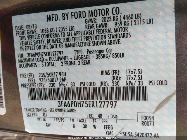 Ford FUSION SE 2014 3FA6P0H75ER127797 Image 10