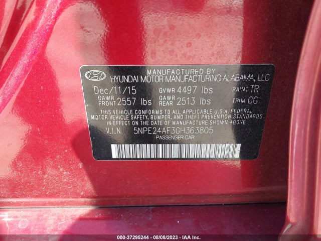 Hyundai Sonata 2.4l Se 2016 5NPE24AF3GH363805 Image 9
