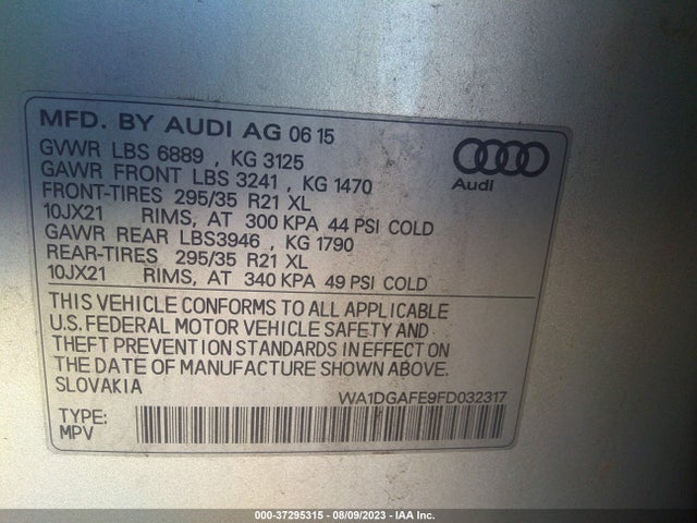 WA1DGAFE9FD032317 Audi Q7 3.0t S Line Prestige