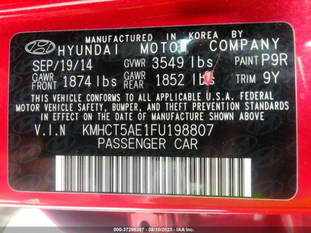 KMHCT5AE1FU198807 Hyundai ACCENT GS
