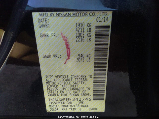 Nissan Altima 2.5 S 2014 1N4AL3AP3EN342745 Image 10