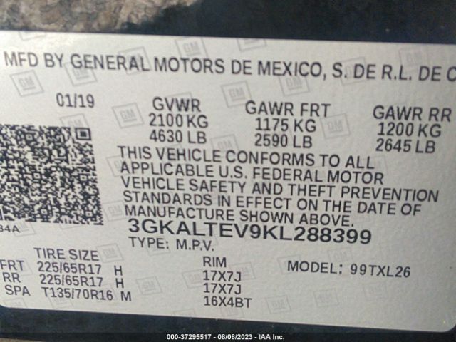 3GKALTEV9KL288399 GMC Terrain Sle