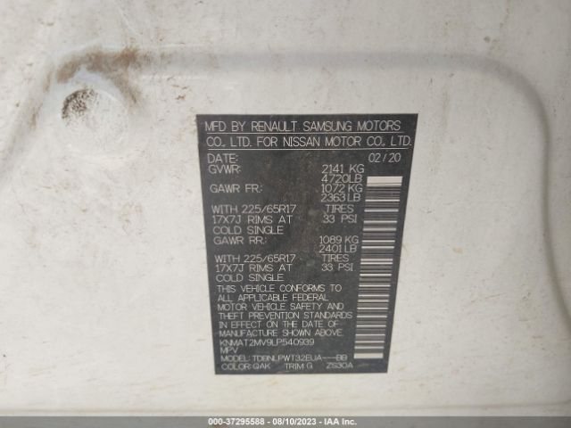 KNMAT2MV9LP540939 Nissan ROGUE S