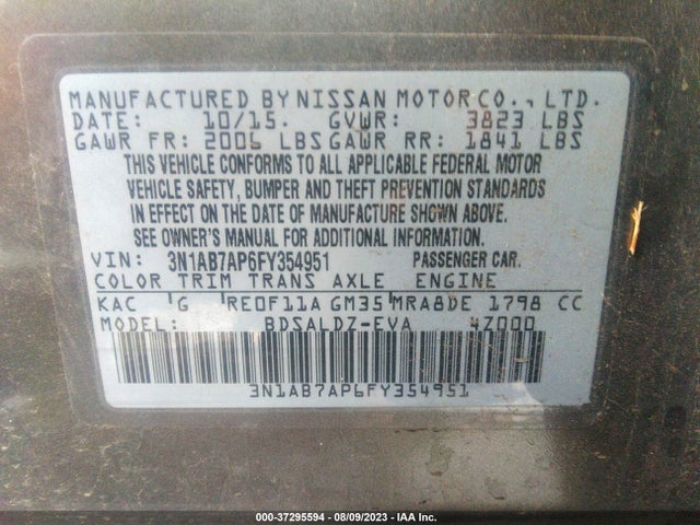 Nissan SENTRA SV 2015 3N1AB7AP6FY354951 Image 9