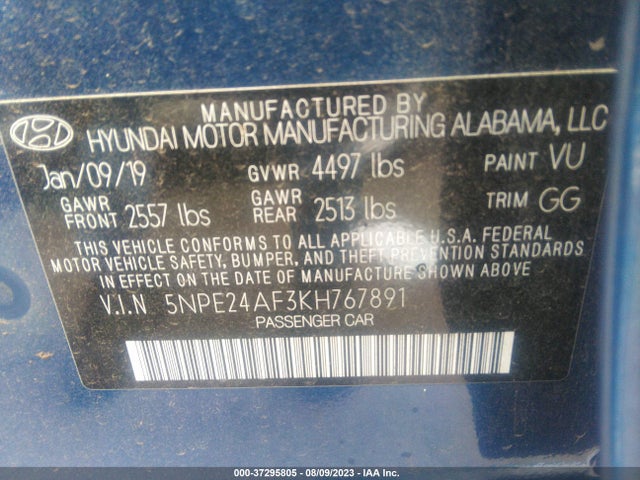 Hyundai SONATA SE 2019 5NPE24AF3KH767891 Image 9