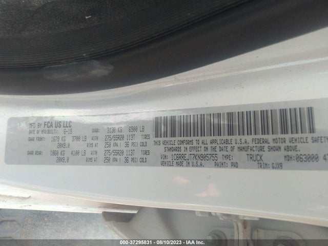 1C6RREJT7KN905755 RAM 1500 Laramie