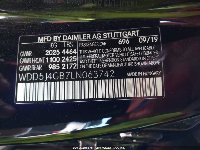 WDD5J4GB7LN063742 Mercedes-Benz Cla Cla 250