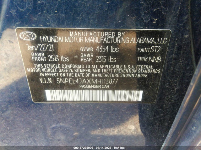 2021 HYUNDAI SONATA SEL VIN: 5NPEL4JAXMH113877