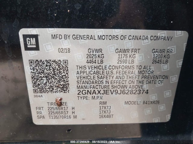 2GNAXJEV9J6282374 Chevrolet EQUINOX LT
