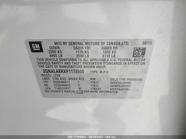 2015 CHEVROLET EQUINOX LS VIN: 2GNALAEKXF1173900