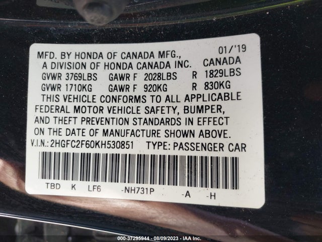 Honda Civic Sedan Lx 2019 2HGFC2F60KH530851 Image 15