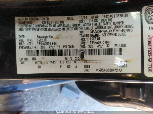 3FADP4AJXFM146493 Ford FIESTA S