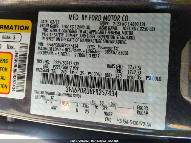 3FA6P0RU8FR257434 Ford Fusion Titanium Hybrid