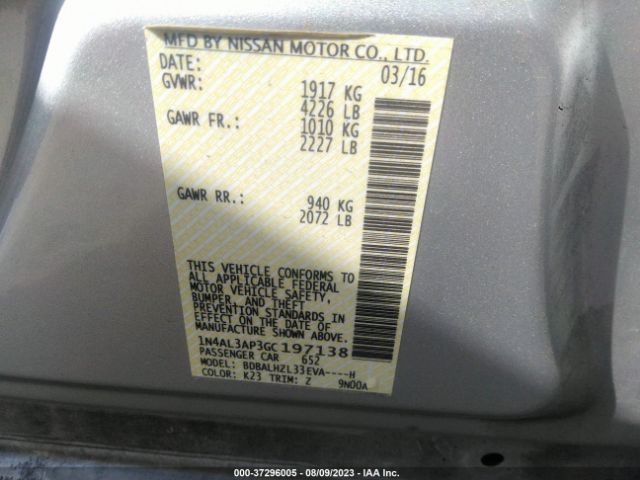 1N4AL3AP3GC197138 Nissan Altima 2.5 Sr
