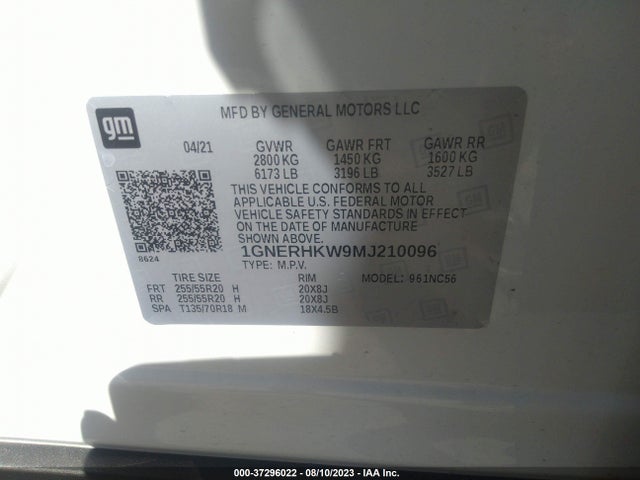 Chevrolet Traverse Lt Leather 2021 1GNERHKW9MJ210096 Image 9