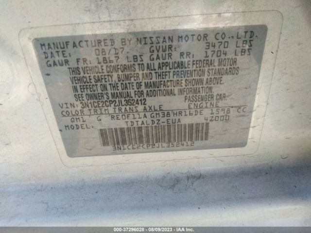 3N1CE2CP2JL352412 Nissan Versa Note Sv