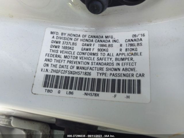 2HGFC2F5XGH571826 Honda Civic Sedan Lx