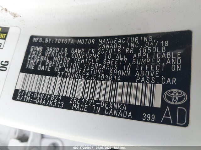 Toyota COROLLA L 2018 2T1BURHE7JC103814 Image 23