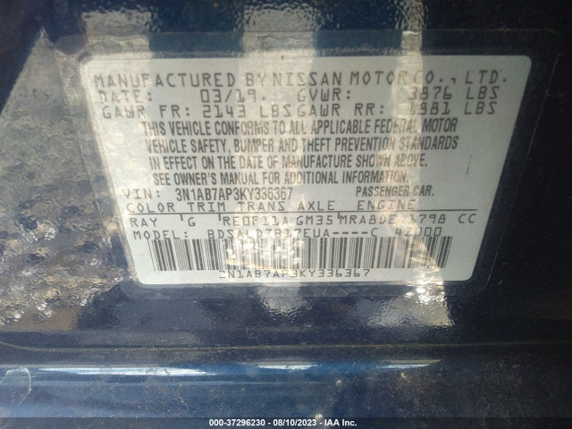 Nissan SENTRA SV 2019 3N1AB7AP3KY336367 Image 15