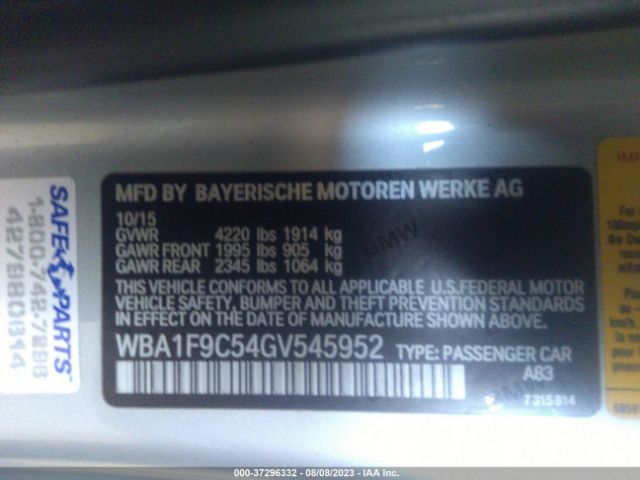 WBA1F9C54GV545952 BMW 2 Series 228i