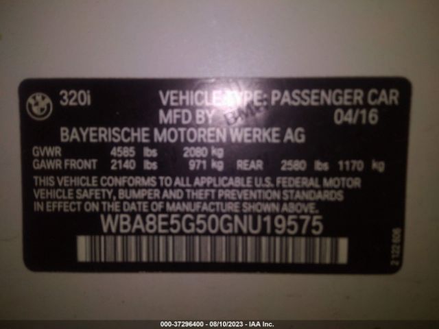WBA8E5G50GNU19575 BMW 3 Series 320i Xdrive