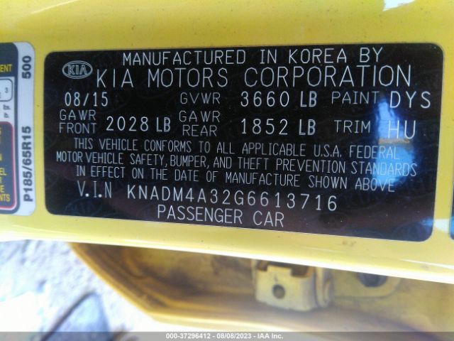 KNADM4A32G6613716 KIA RIO LX