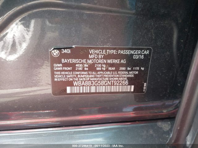 WBA8B3G58GNT92266 BMW 3 Series 340i