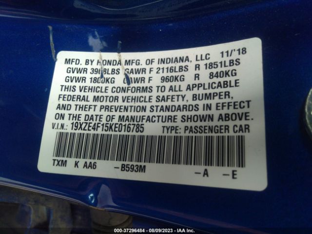 19XZE4F15KE016785 Honda Insight Lx