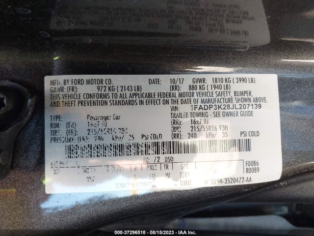 Ford FOCUS SE 2018 1FADP3K28JL207139 Image 9