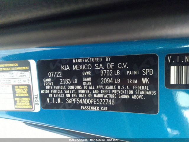 3KPF54AD0PE522746 KIA Forte Gt-line