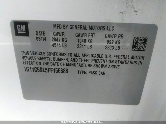 Chevrolet MALIBU LT 2015 1G11C5SL5FF156386 Image 9