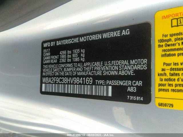 BMW 2 Series 230i 2017 WBA2F9C38HV984169 Image 9