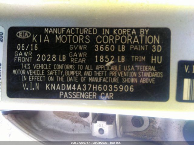 KNADM4A37H6035906 KIA RIO LX
