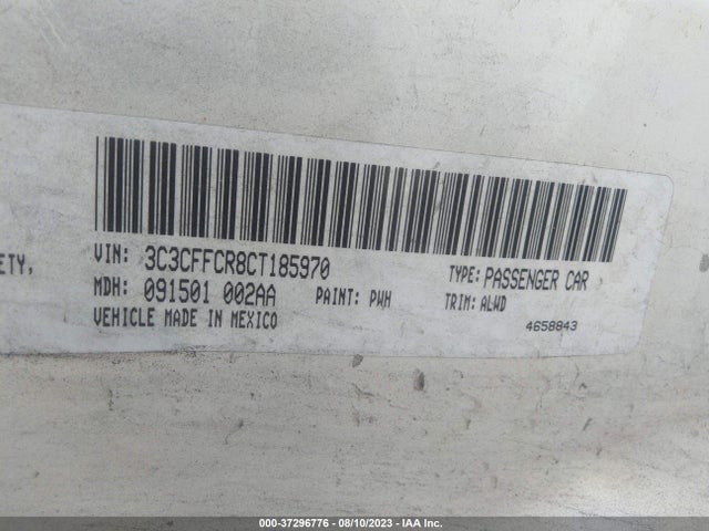 2012 FIAT 500 LOUNGE VIN: 3C3CFFCR8CT185970