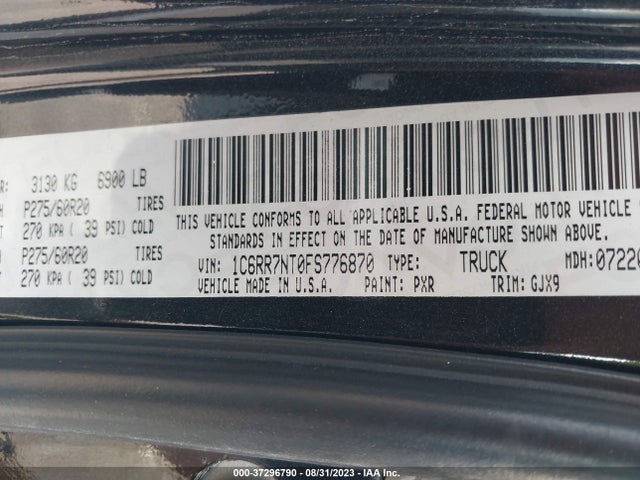1C6RR7NT0FS776870 RAM 1500 Laramie