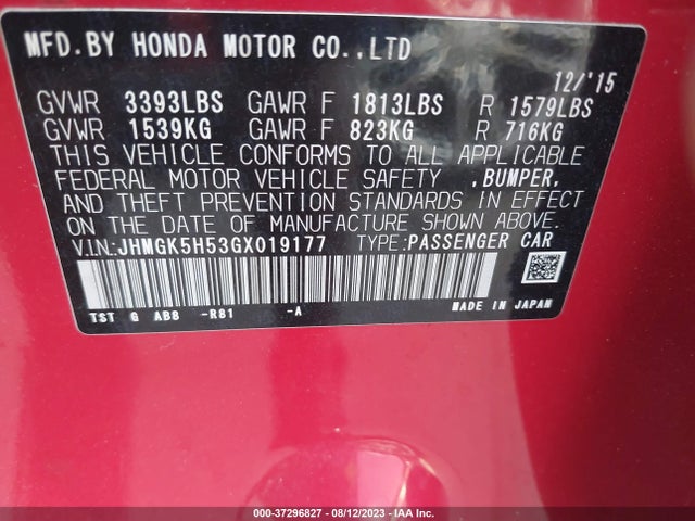 Honda FIT LX 2016 JHMGK5H53GX019177 Image 9