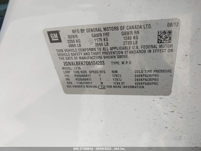 2013 CHEVROLET EQUINOX LS VIN: 2GNALBEK7D6134283