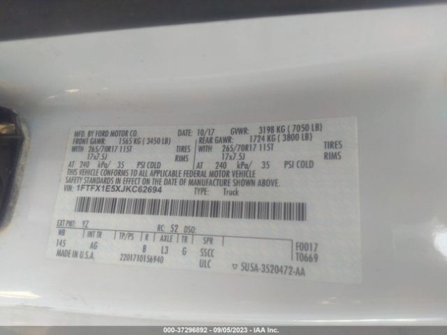 1FTFX1E5XJKC62694 Ford F-150 Xl/xlt/lariat