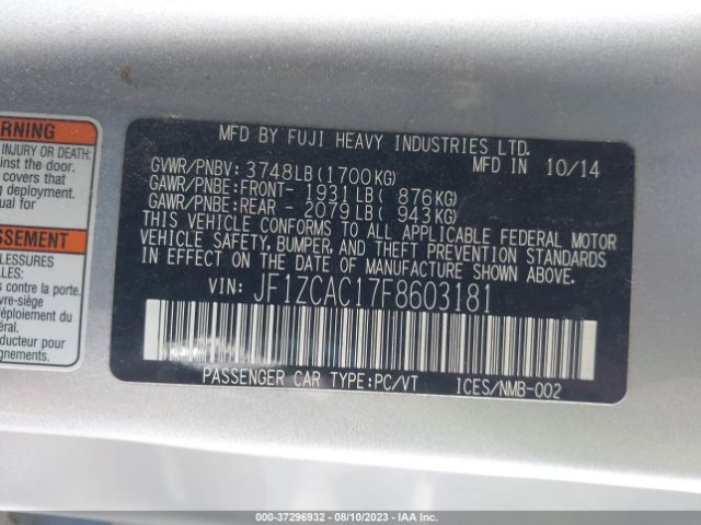 JF1ZCAC17F8603181 Subaru Brz Limited